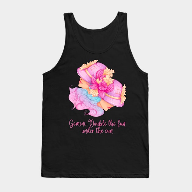 Gemini Birth Sign Tank Top by BirdsnStuff